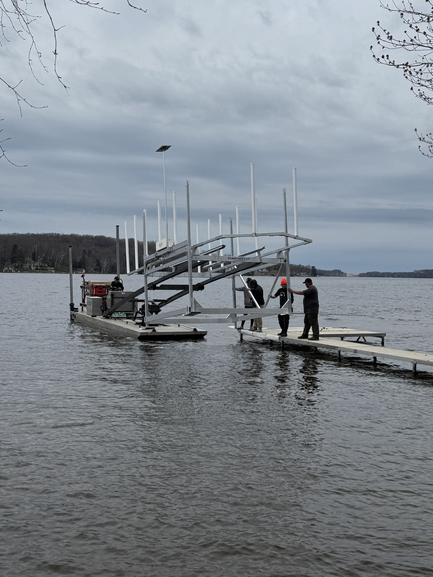 Bulmann boat lift being installed in West Michigan